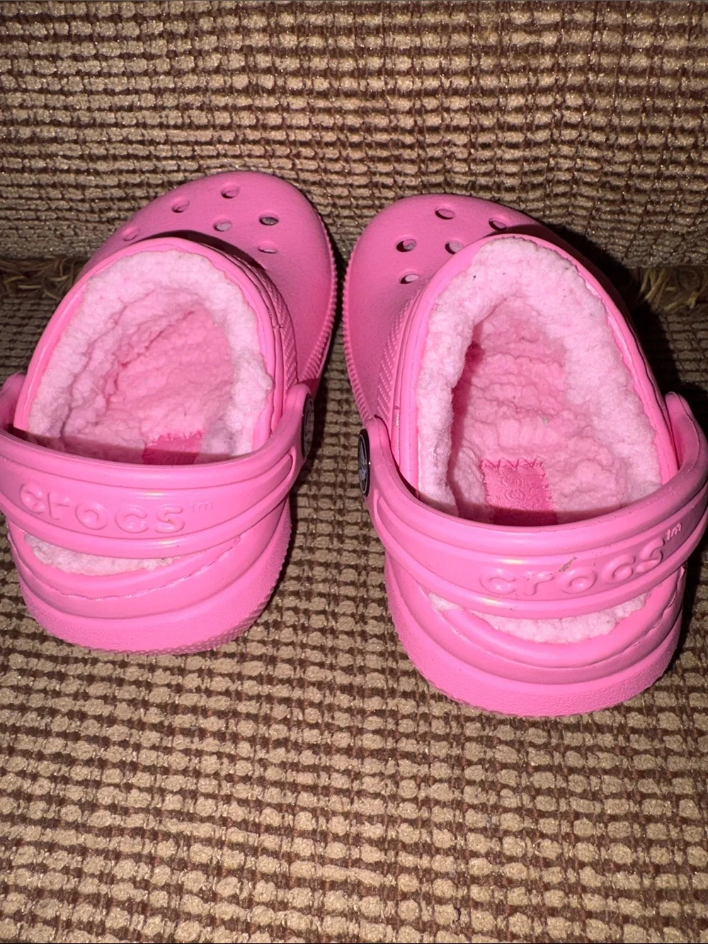 Child Size 4 Pink CROC Lined Clog Shoes